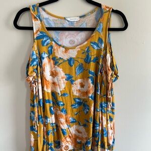 Cejon Floral Women's Top - Mustard and Blue